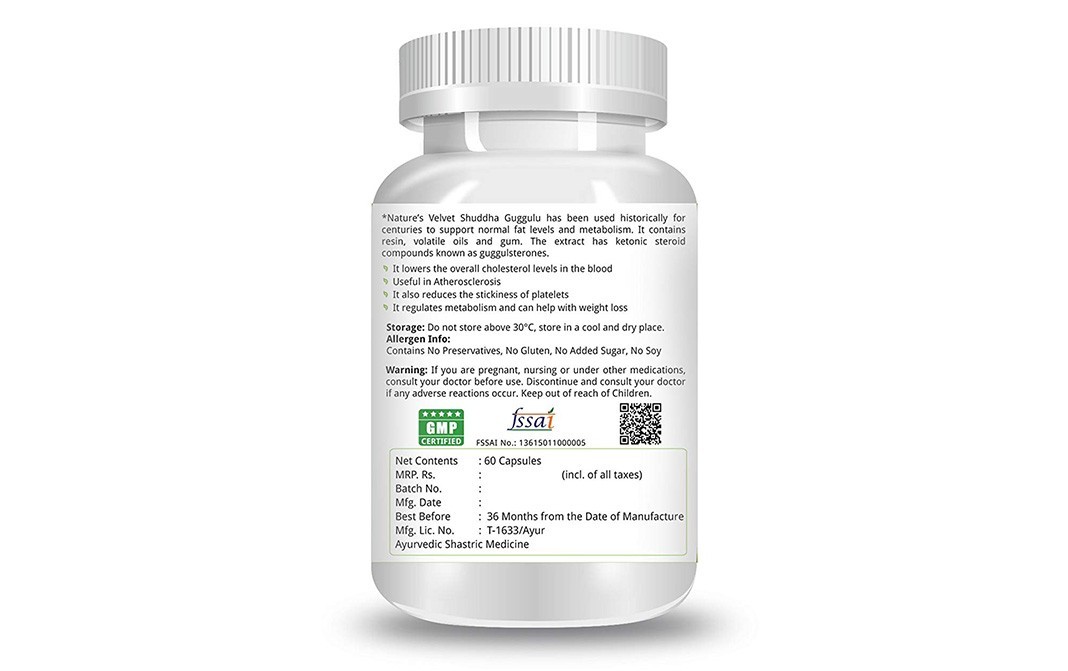Nature's Velvet Shuddha Guggulu Pure Extract   Bottle  60 pcs